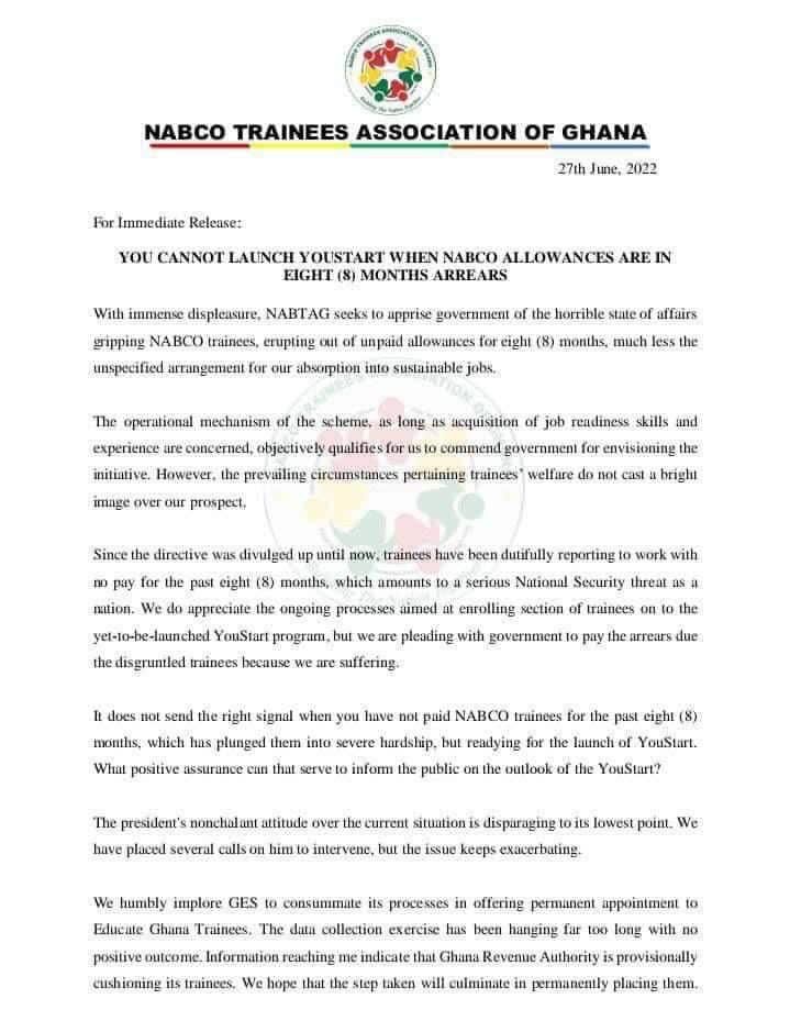 Pay Us our Monies Before you Launch U-Start-Nabco Personnel to Government