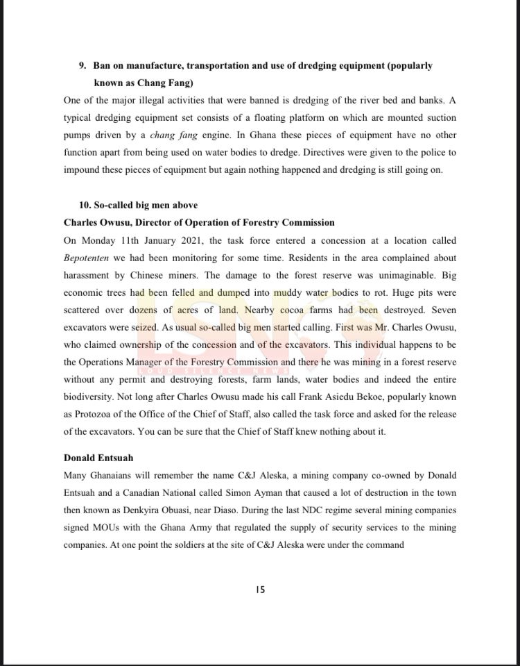 Documents: Jubilee House Galamsey Gangs