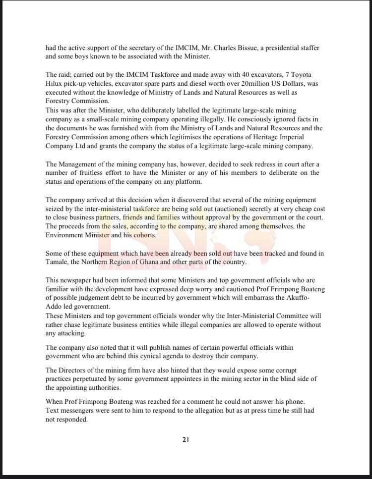 Documents: Jubilee House Galamsey Gangs