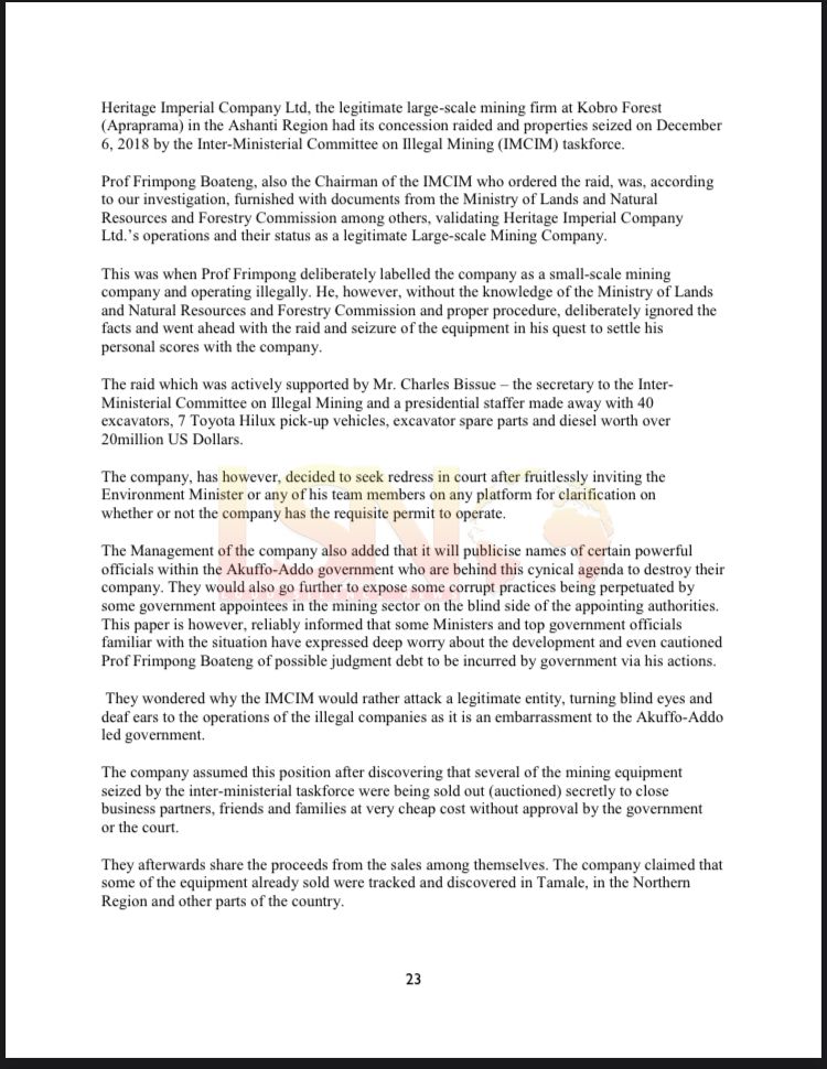 Documents: Jubilee House Galamsey Gangs