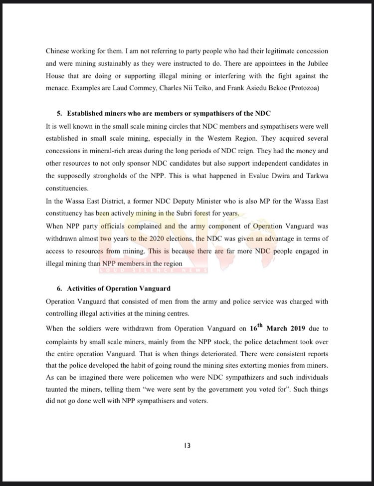 Documents: Jubilee House Galamsey Gangs