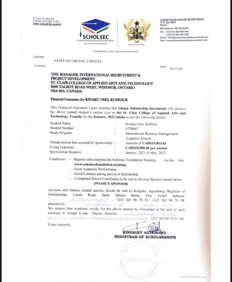 Kingsley Agyemang Selling Scholarship like Tomatoes between 10-20k Dollars